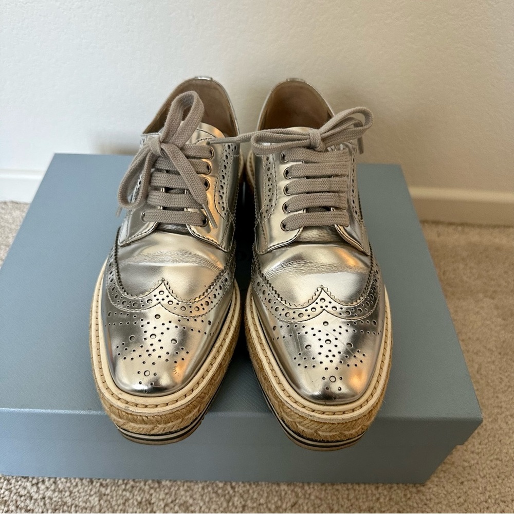 Women’s Prada Metallic Leather Platform Sneaker